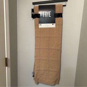 NWT FRYE Block Knit Oversized Throw Blanket 50" x 70" Reversible Tan Camel New